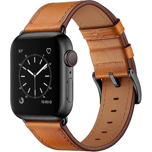 Heytea Compatible Avec Apple Watch Band 41mm 40mm 38mm, Bracelet De Remplacement En Cuir Vritable Compatible Avec Apple Watch Series 7/6/5/4/3/2/1/Se, Br