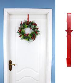 Hilewa 1pcs Décorations de Noël Crochet pour couronne de Noël peint en  rouge Couronne suspendue à la porte A