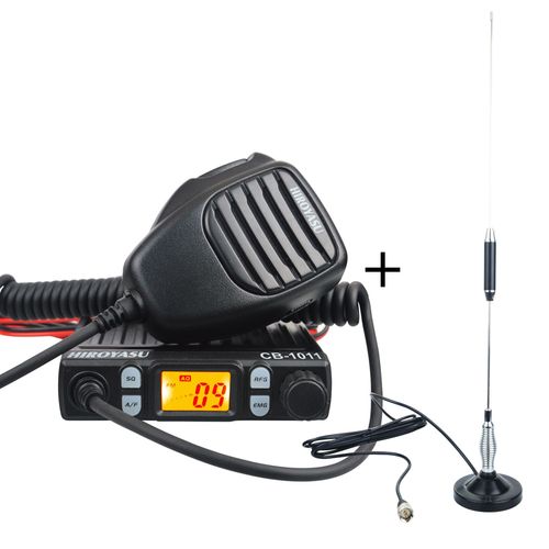Hiroyasu talkie-walkie CB-1011 26.565-27.99125MHz 11 mtres Mini 27MHz FM/AM 8W 40Ch CB Radio pour EU PL DE CE UK en tats-unis - Type with antenna combo