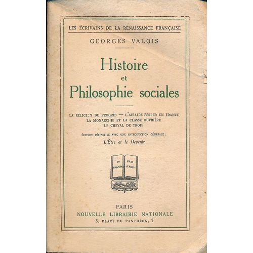 Histoire Et Philosophie Sociales   de georges valois 