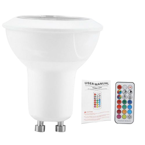 Hjlian Ampoule Spot 4 Led Ac85-265 V 3 W Gu10 Rgb+W, Lampe Coloree Avec Telecommande, Rgb + Blanc Chaud