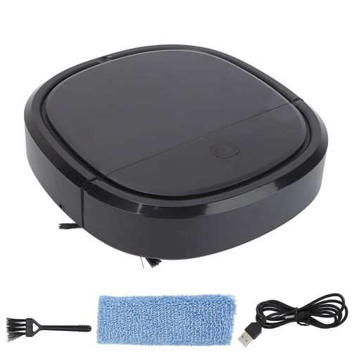 HJLIAN Aspirateur robot 1200 Pa, chargement USB, interrupteur tactile, reservoir a poussiere de 442 ml, robot de nettoyage pour la maison, le bureau et l'interieur, noir