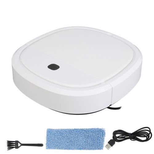 Hjlian Aspirateur Robot 1200 Pa, Chargement Usb, Interrupteur Tactile, Reservoir A Poussiere De 442 Ml, Robot De Nettoyage Pour Maison, Bureau, Interieur, Blanc