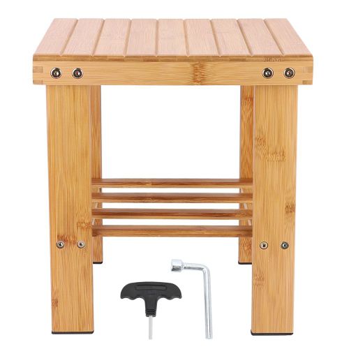 Hjlian Banc En Bambou Polyvalent Pour Entree, Chambre A Coucher, Meuble A Chaussures, 24 X 32 X 34 Cm, Milieu