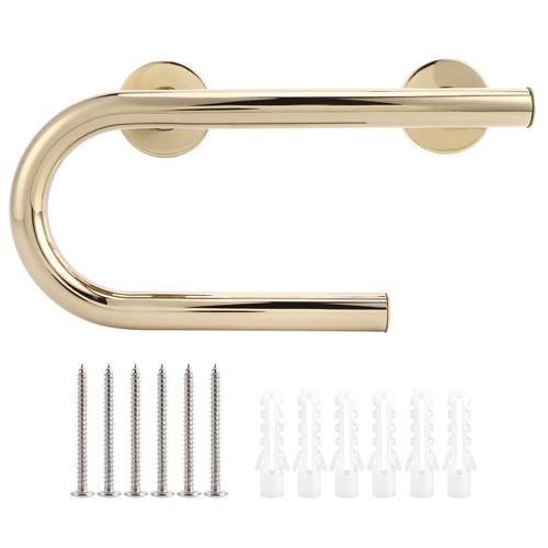 Hjlian Barre D'appui De Securite Pour Salle De Bain, Douche, Toilettes, Baignoire, 32 Cm, Avec Porte-Papier, Surface Miroir Champagne