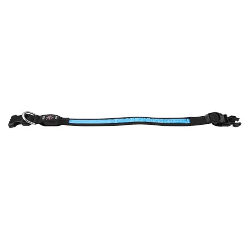 Hjlian Collier Pour Chien De Compagnie, Rechargeable Par Usb, Led, Lumineux, Securite Nocturne, Reglable (Bleu, M)