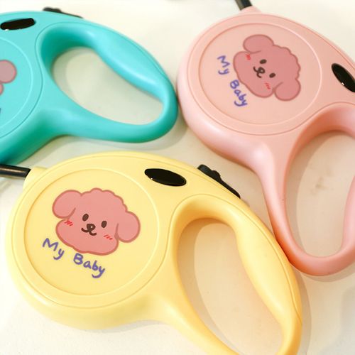 Hjlian Corde De Traction Retractable Automatique Pour Animaux De Compagnie, Dessin Anime, Chaine Pour Chien, Chiot, Laisse Pour Chien, Corde De Traction Retractable, Longueur De Corde 5 M, Capacite De Charge Jusqu'a 30 Chats - Bebe Rose