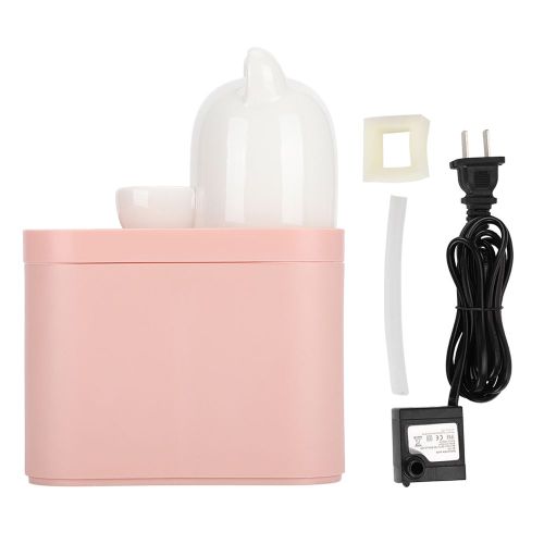 Hjlian Distributeur D'eau Intelligent Pour Chat, Type Souris, Bol En Plastique Ceramique A Circulation, Avec Prise Cn 220 V, Rose Et Blanc