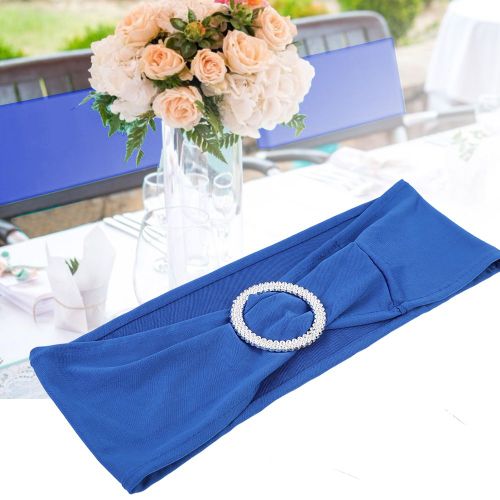 Hjlian Echarpe Decorative En Elasthanne Extensible Pour Chaise De Mariage Avec Boucle En Forme De Noud (Bleu Roi)