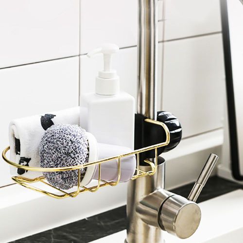 Hjlian Egouttoir A Robinet, Etagere Pour Chiffon De Piscine, Cadre En Fer Forge Dore, Porte-Savon, Egouttoir
