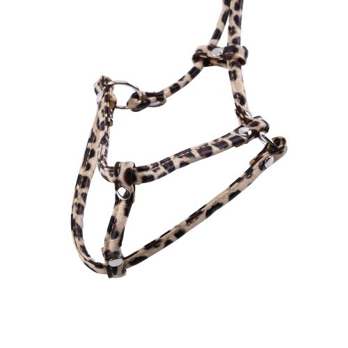 Hjlian Ensemble Harnais Et Laisse En Cuir Synthetique Pour Chien Et Chiot (Leopard Dore, Taille S)