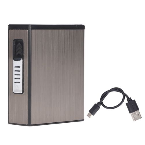 Hjlian Etui A Cigarettes A Economie D'energie Avec Support A Ejection Automatique, Briquet A Double Arc D'une Capacite De 20 Cigarettes