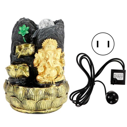 Hjlian Fontaine A Eau De Bureau, Statue D'elephant Ganesh, Decoration De Bouddha, Ornement De Maison Avec Boule Lumineuse, Prise Us 110 V