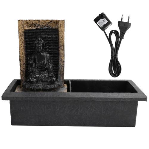 Hjlian Fontaine Cascade De Bureau En Resine, Decoration De Paysage De Bouddha, Decoration De Table, Eau, Ue 250 V 2,5 A