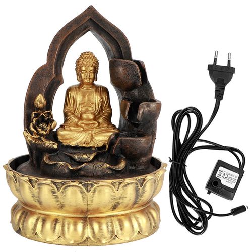 Hjlian Fontaine De Table Eclairee Par Led, Fontaine A Eau En Resine, Ornements, Statue De Bouddha En Meditation, Decoration De La Maison, Prise Ue 220 V