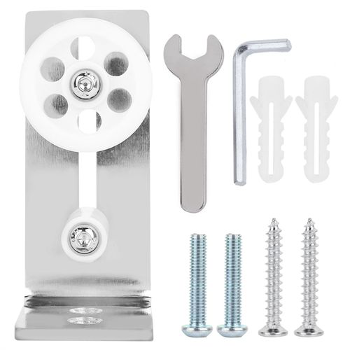 Hjlian Guide De Sol A Roulettes Reglables Pour Porte De Grange (Argent Plaque Fer)