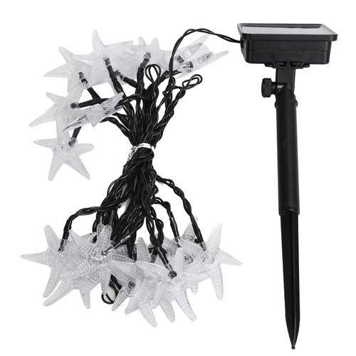 Hjlian Guirlande Lumineuse D'exterieur Avec 8 Modes D'eclairage, 5 M, Forme D'etoile De Mer, Lampe Solaire, Decoration De Jardin, Blanc Chaud