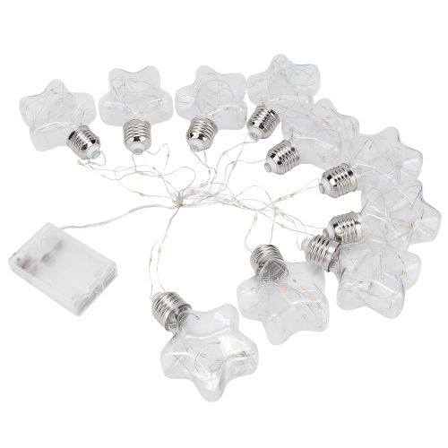 Hjlian Guirlande Lumineuse De 4,3 M, 10 Ampoules A Cinq Branches, 100 Led En Fil De Cuivre, A Piles, Pour Decoration De Mariage (Blanc Chaud)