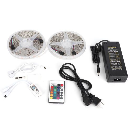 Hjlian Guirlande Lumineuse Etanche 12 V 10 M 600 Led Rvb, Telecommande Wi-Fi, Prise Us 100-240 V
