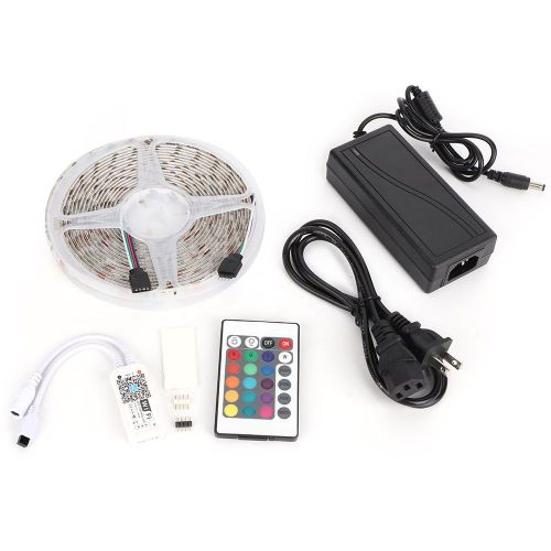 Hjlian Guirlande Lumineuse Etanche 12 V 5 M 300 Led Rvb Avec Telecommande Wi-Fi Et Application, Prise Us 100-240 V