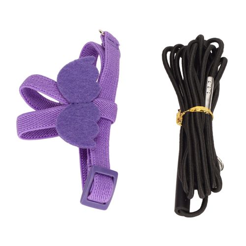 Hjlian Harnais Et Laisse Pour Oiseaux, Super Leger, Reglable, Resistant Aux Morsures, Corde De Traction Avec Jolie Poignee En Forme D'aile, Violet, M, Violet