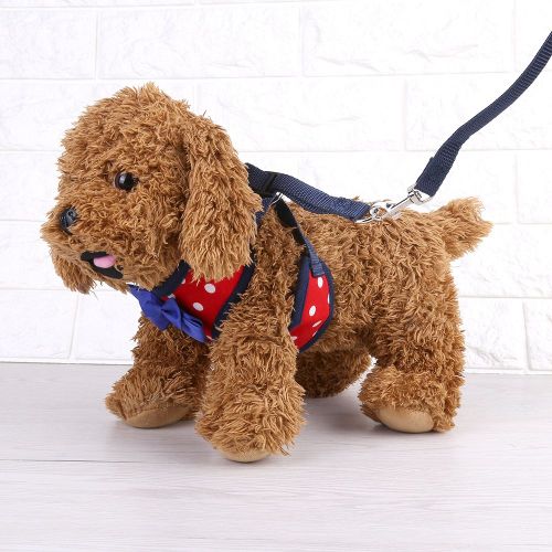 Hjlian Harnais Pour Chiot, Durable Et Souple, Avec Laisse Et Sangle Pour Chien Et Chat (Points Rouges, Taille M)