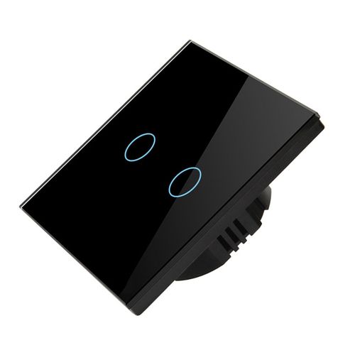 Hjlian Interrupteur Intelligent Wi-Fi Simple, Ac90 A 240 V, Commande Vocale Tactile, Frequence Rf433, Compatible Avec Google Home Et Tuya, 2 Prises, Noir