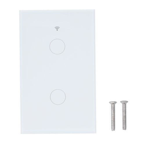 Hjlian Interrupteur Mural Tactile A Commande Vocale Zigbee Tuya, 2 Voies, Ac 100-240 V, Blanc