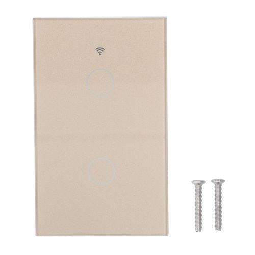 Hjlian Interrupteur Mural Tactile A Commande Vocale Zigbee Tuya, 2 Voies, Ac 100-240 V, Dore
