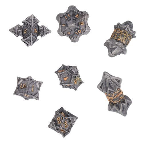 Hjlian Jeu De Des En Alliage Leger Et Accrocheur, Ideal Pour Jouer A Des Jeux Et Pour L'artisanat Ancien, Gris Et Dore