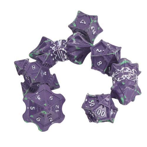 HJLIAN Jeu de des en alliage leger et accrocheur, ideal pour jouer a des jeux et pour l'artisanat ancien, violet et vert