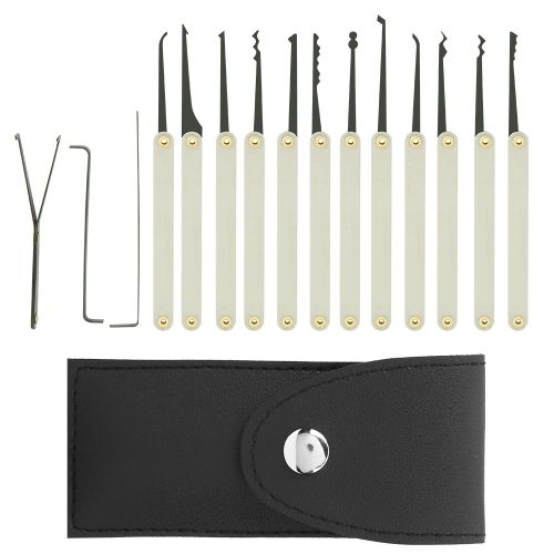 Hjlian Kit De Crochetage De Serrure A Crochet Unique, 15 Pieces, Extracteur De Cle, Fournitures De Serrurier En Acier Inoxydable, Outil De Poignee