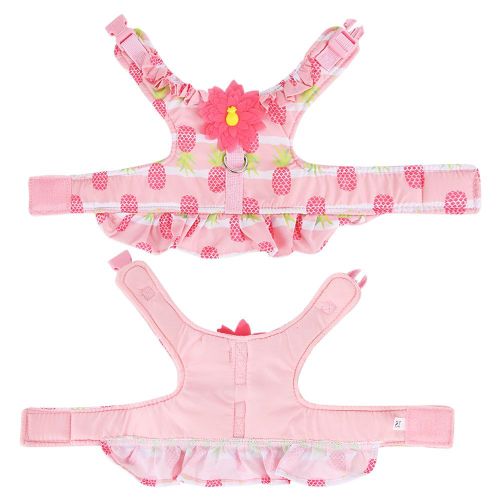 Hjlian Laisse Reglable Et Douce Pour Chien, Motif Ananas Mignon, Sangle De Poitrine Et De Dos, Ceinture (S)
