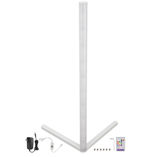Hjlian Lampadaire D'angle Avec Application Wi-Fi, 16 Millions De Couleurs, Telecommande 24 Touches, Barre Lumineuse D'angle Pour La Maison, Us 100-240 V, Coque Blanche