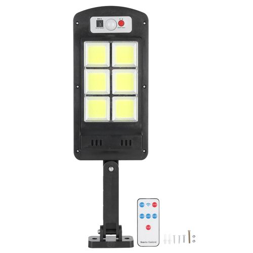 Hjlian Lampadaire Solaire A Led Avec Detecteur De Mouvement Et Telecommande, Lampe Murale De Securite Avec 3 Modes Pour Une Lumiere Blanche Pure Exterieure