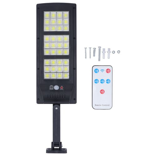 Hjlian Lampadaire Solaire Avec Detecteur De Mouvement, Projecteur De Securite Solaire Etanche, Lampe Murale Cob Avec Telecommande Pour L'exterieur