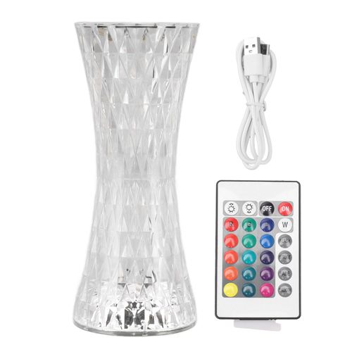 Hjlian Lampe De Chevet En Cristal Acrylique Rechargeable Avec Telecommande Rvb, 16 Couleurs Changeantes, Ideale Pour Un Bar Ou Une Chambre A Coucher
