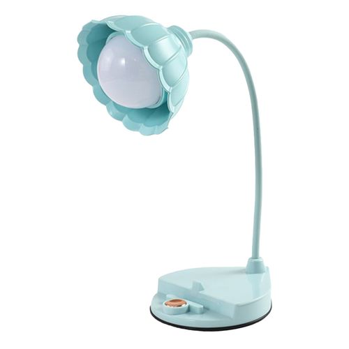Hjlian Lampe De Lecture Led En Plastique En Forme De Fleur, Tactile, Rechargeable Par Usb, Pliable, Pour Chambre A Coucher, Dortoir, Bleu