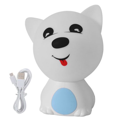 Hjlian Lampe De Lecture Led Rechargeable Multicolore En Silicone En Forme De Chien (Bleu)