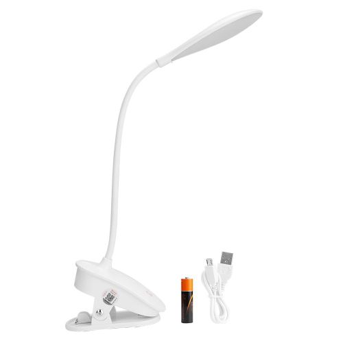 Hjlian Lampe De Table A Pince Led 2 W, Lumiere Blanche, Interrupteur Tactile, Chargement Usb, Trois Modes (Lampe Elliptique)