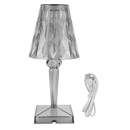Hjlian Lampe De Table Led En Cristal Transparent, Prisme, Intensite Variable, Chargement Usb, Eclairage D'interieur, Gris