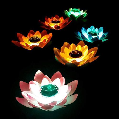 Hjlian Lampe Led Flottante Artificielle En Forme De Lotus, Luminaire Decoratif D'exterieur, Ideal Pour Un Jardin, Une Piscine, Un Etang Ou Une Fontaine