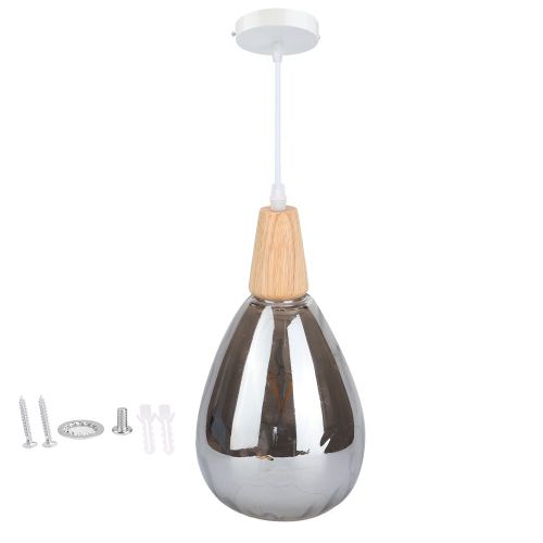 Hjlian Lampe Suspendue Led Moderne 85-265 V E27, Style Echantillon, Lampe De Plafond En Verre Pour Bureau, Couleur Cendre De Cigarette