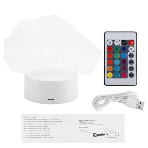 Hjlian Lampes De Table 3d A Led Avec Telecommande (Base Blanche)
