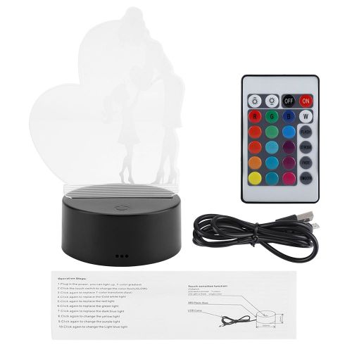 Hjlian Lampes De Table 3d A Led Avec Telecommande (Base Noire Et Telecommande)