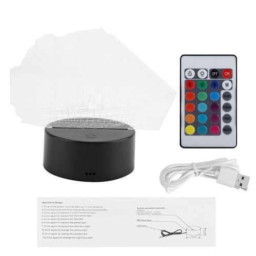 Hjlian Lampes De Table 3d A Led Avec Telecommande (Base Noire Et Telecommande)