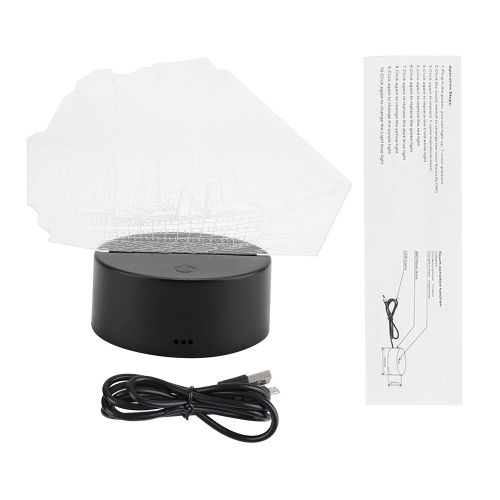 Hjlian Lampes De Table 3d A Led Avec Telecommande (Base Noire Sans Telecommande)