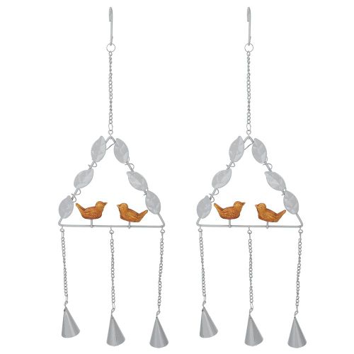Hjlian Lot De 2 Carillons Eoliens Innovants En Fer A Suspendre, Decoration De Porte, Fenetre, Jardin, Cour, Gris, Triangulaire
