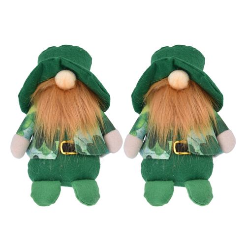 Hjlian Lot De 2 Poupees Nains De Jardin Mignonnes, Fabriquees A La Main, Avec Chapeau Vert Sans Visage, Decoration De La Saint-Patrick Pour Chambre, Canape, Table (Poupee Homme)
