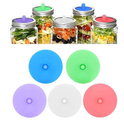 Hjlian Lot De 5 Couvercles De Fermentation En Silicone Pour Bocaux A Large Ouverture, De Qualite Alimentaire, Avec Sas Pour Cornichons Et Choucroute